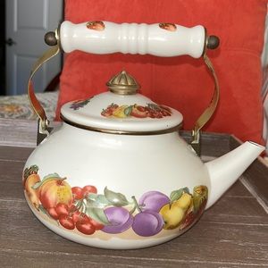 Vintage Enamelware Tea Kettle